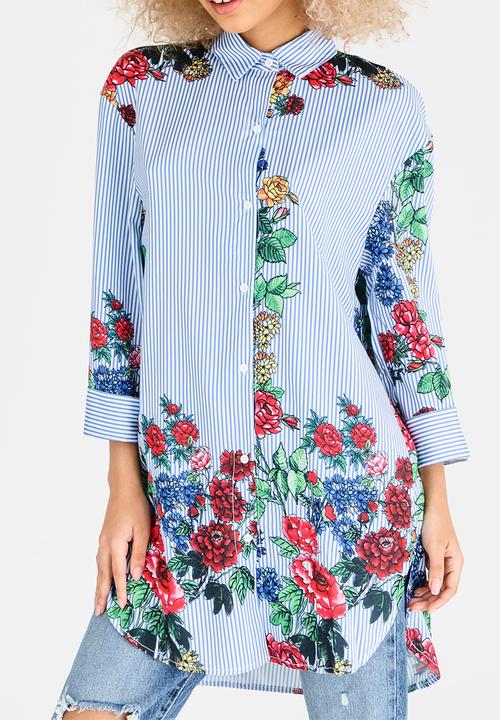 STYLE REPUBLIC - Oversized Shirt Blue and White