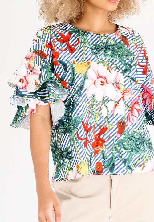 STYLE REPUBLIC - Printed Bell Sleeve Blouse Multi-colour