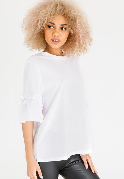 STYLE REPUBLIC - Frill Sleeve T-shirt White