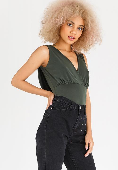 STYLE REPUBLIC - Drape Bodysuit Dark Green