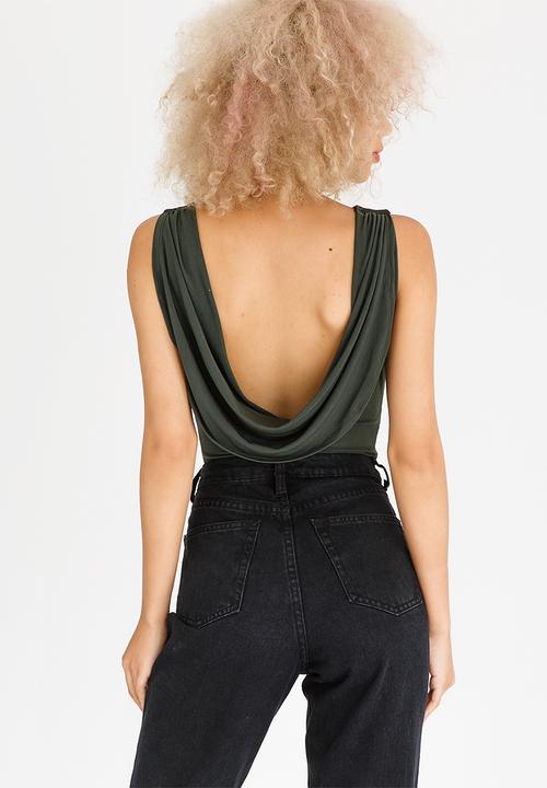 STYLE REPUBLIC - Drape Bodysuit Dark Green