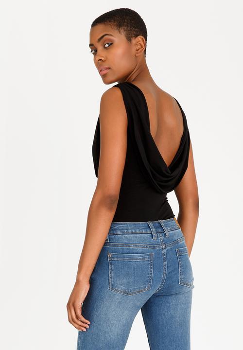 STYLE REPUBLIC - Drape Bodysuit Black