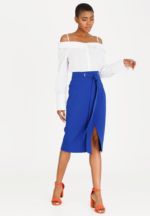 STYLE REPUBLIC - Eyelet Wrap Skirt Blue