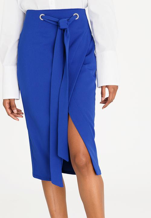 STYLE REPUBLIC - Eyelet Wrap Skirt Blue
