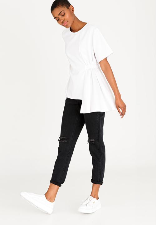 c(inch) - Asymmetrical T-shirt White