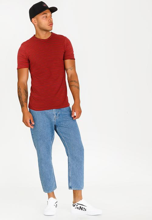 Only & Sons - Albert Stripe Slim Tee Red