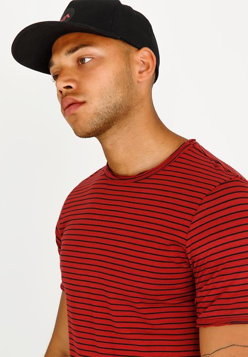 Only & Sons - Albert Stripe Slim Tee Red