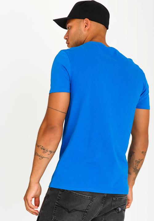 GUESS - Basic Grid Logo Crew Tee Blue