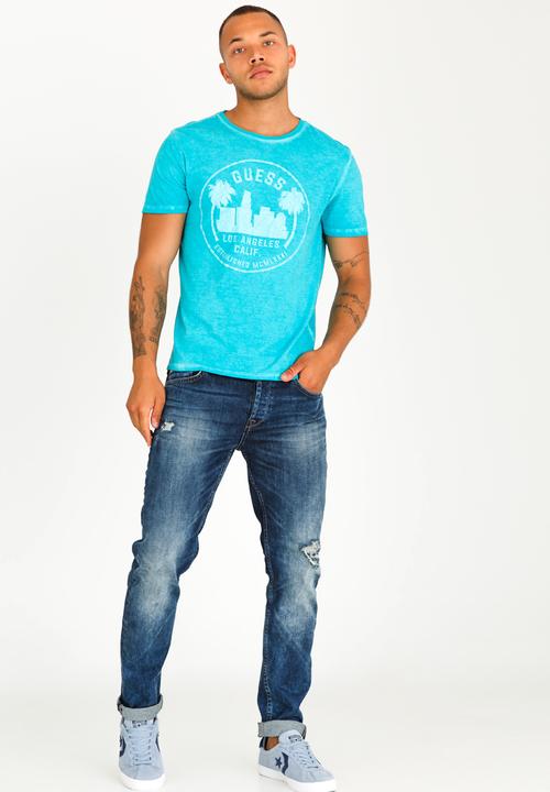 GUESS - Basic City Logo Crew Tee Mid Green