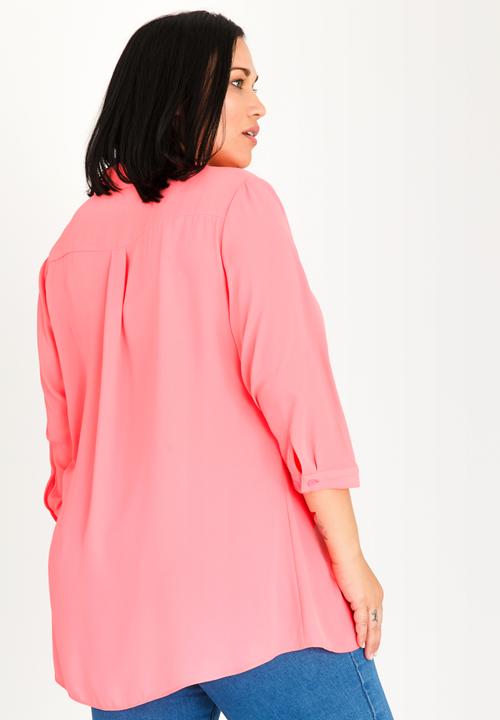 edit Plus - 3/4 Sleeve Blouse Mid Pink