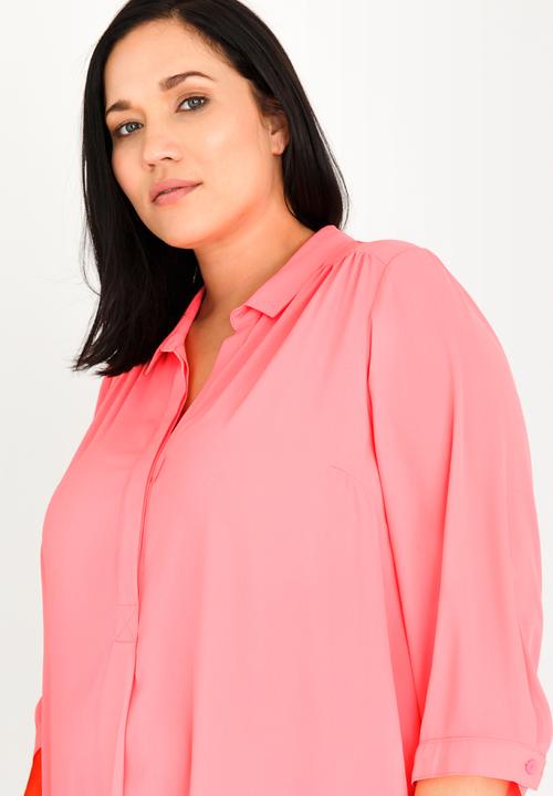 edit Plus - 3/4 Sleeve Blouse Mid Pink