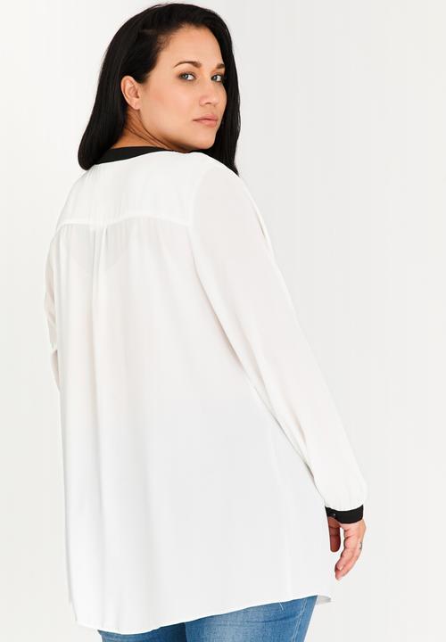 edit Plus - Zip Detail Blouse White