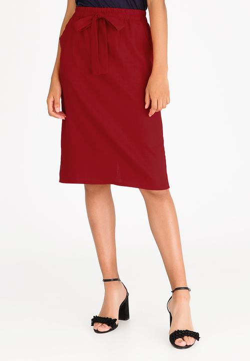 edit - Linen Blend Utility Skirt Red