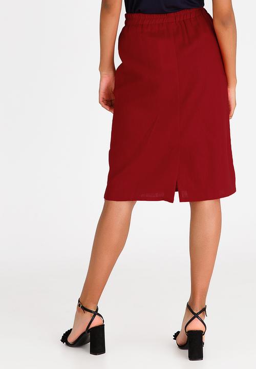 edit - Linen Blend Utility Skirt Red