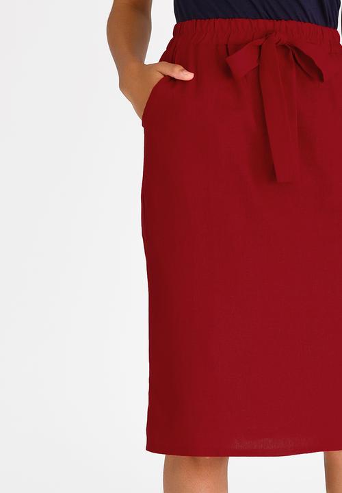 edit - Linen Blend Utility Skirt Red