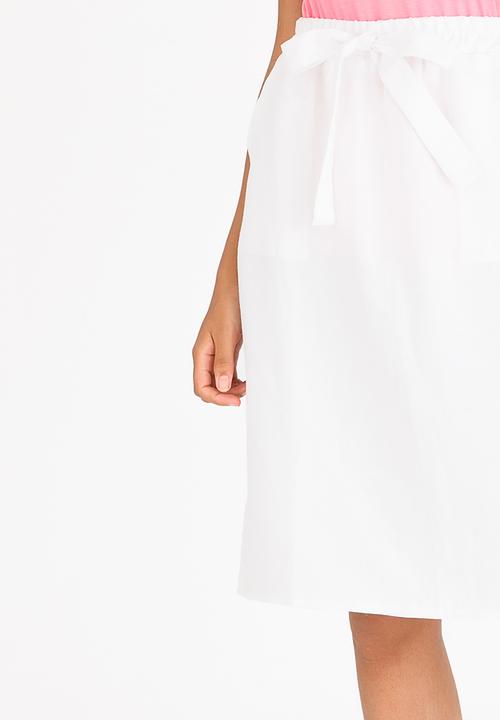 edit - Linen Blend Utility Skirt White
