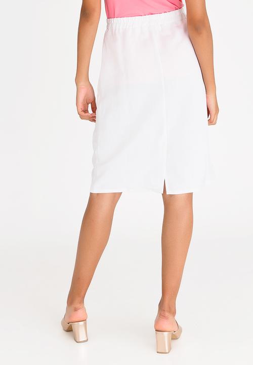 edit - Linen Blend Utility Skirt White