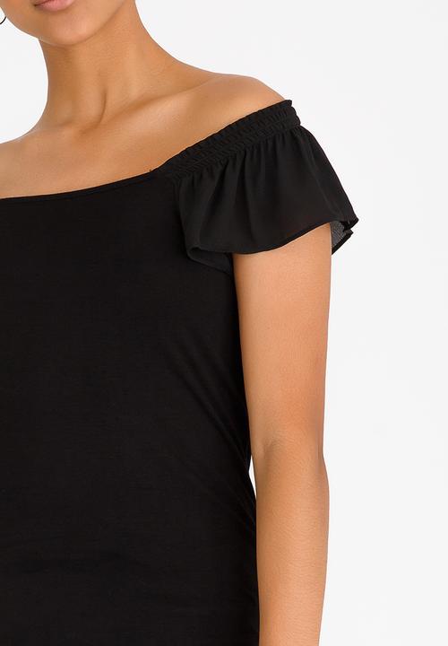 edit - Knit Top with Frill Sleeves Black