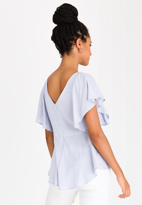 edit - Peplum Frill Blouse Pale Blue