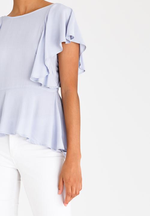 edit - Peplum Frill Blouse Pale Blue