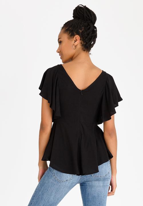 edit - Peplum Frill Blouse Black