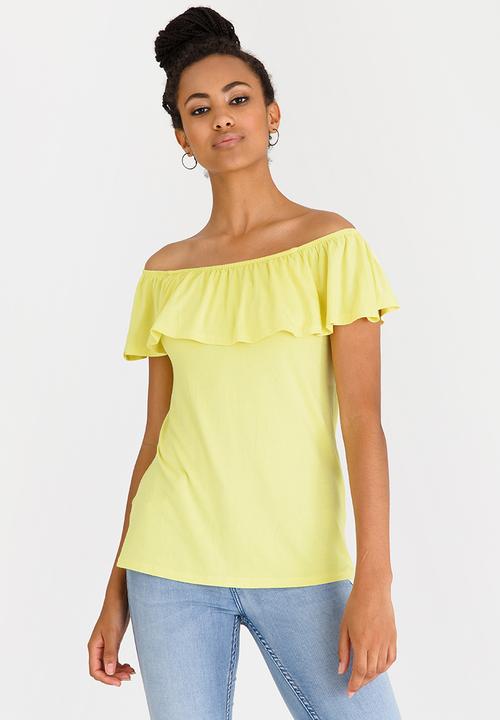 edit - Bardot Top with Frills Yellow