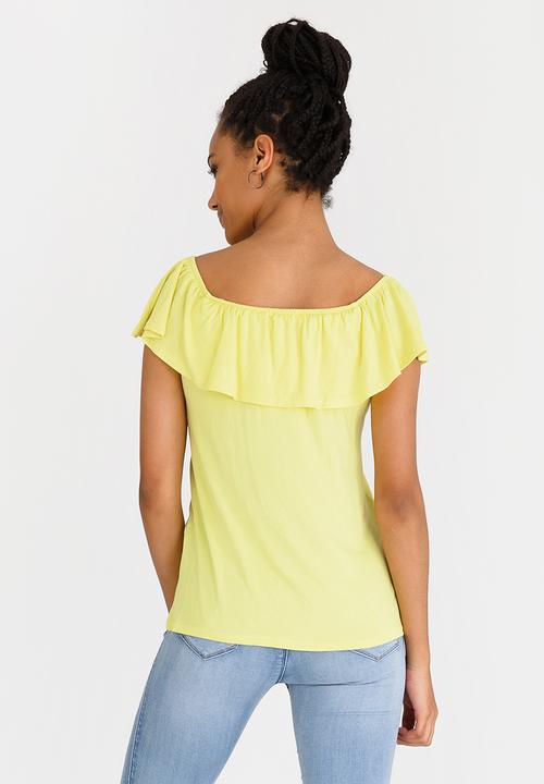 edit - Bardot Top with Frills Yellow