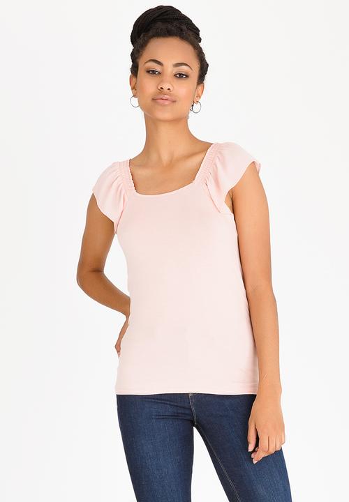 edit - Knit Top with Frill Sleeves Mid Pink
