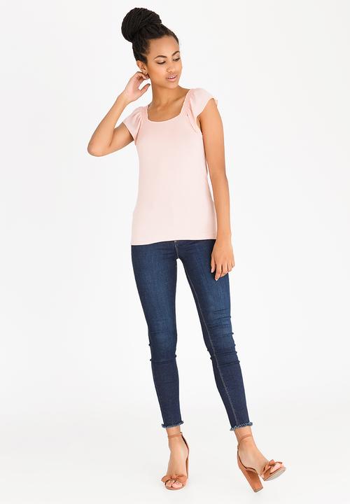 edit - Knit Top with Frill Sleeves Mid Pink