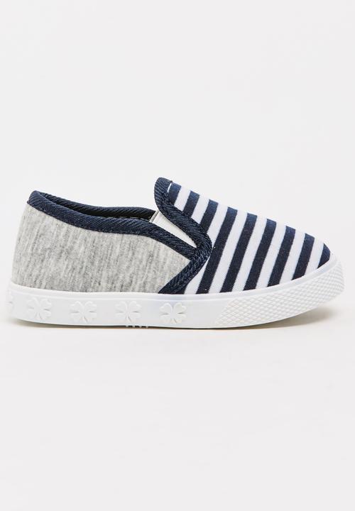 Pop Candy - Girls Stripe Slip On Sneaker Navy