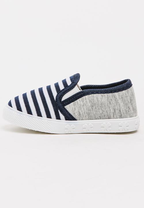 Pop Candy - Girls Stripe Slip On Sneaker Navy