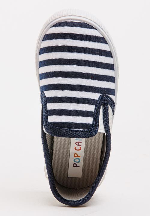 Pop Candy - Girls Stripe Slip On Sneaker Navy