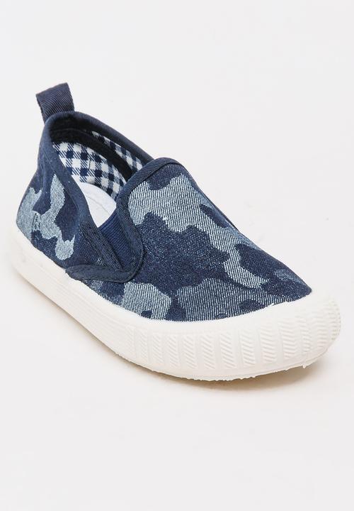 Pop Candy - Boys Camo Slip On Sneaker Blue