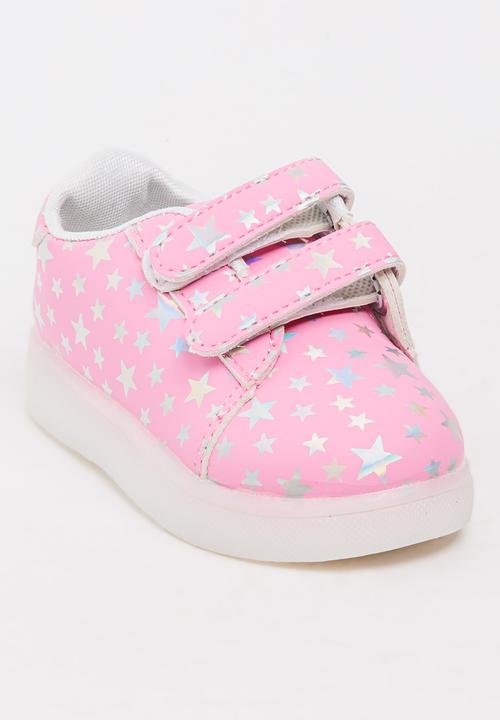 Pop Candy - Printed Stars Light Up  Sneaker Mid Pink