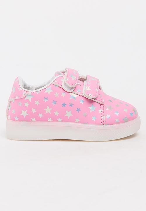 Pop Candy - Printed Stars Light Up  Sneaker Mid Pink