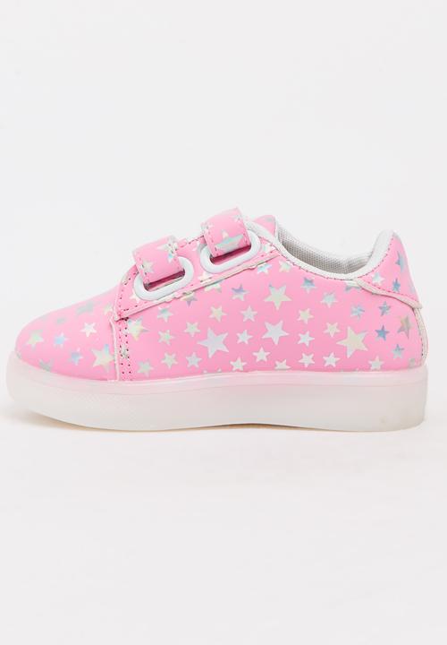 Pop Candy - Printed Stars Light Up  Sneaker Mid Pink