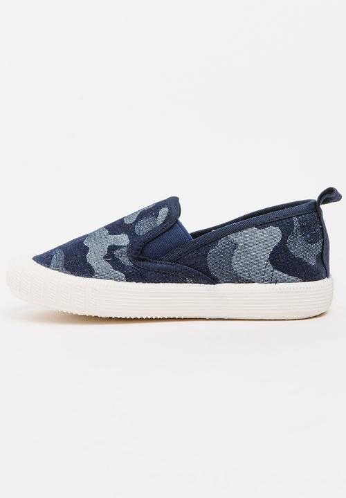 Pop Candy - Boys Camo Slip On Sneaker Blue