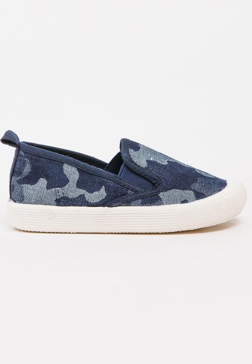 Pop Candy - Boys Camo Slip On Sneaker Blue