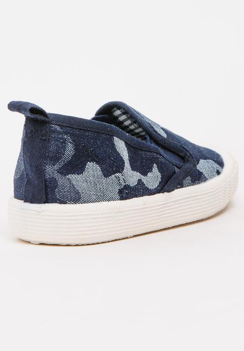Pop Candy - Boys Camo Slip On Sneaker Blue