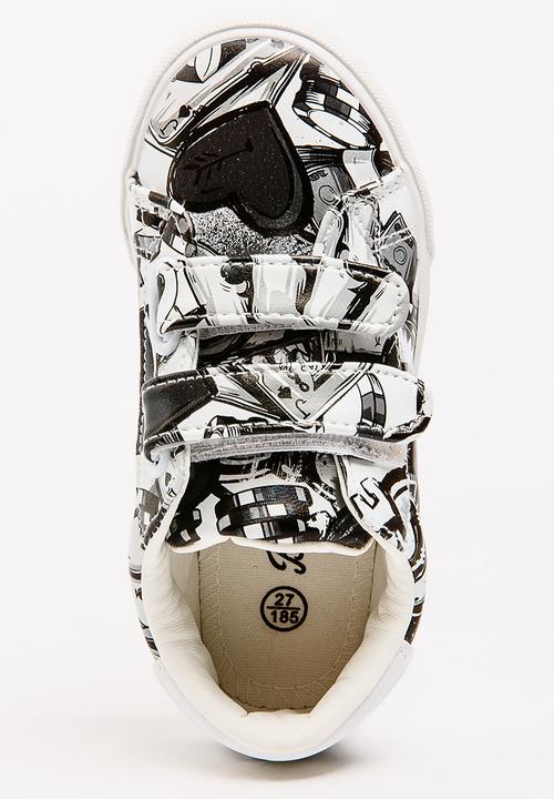 Pop Candy - Printed Slip On Sneaker Black and White