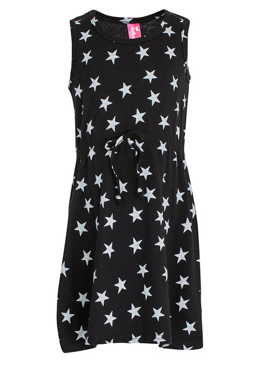 Twin Clothing - Star Printed Dress Black