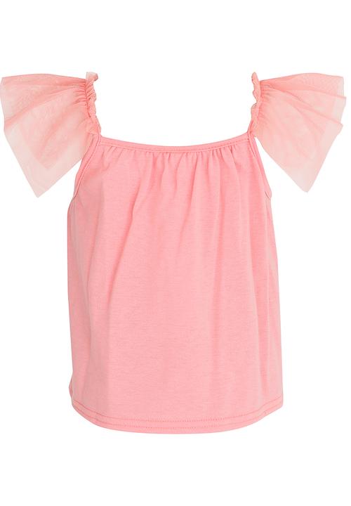 See-Saw - Spaghetti Top With Mesh Frill Pale Pink