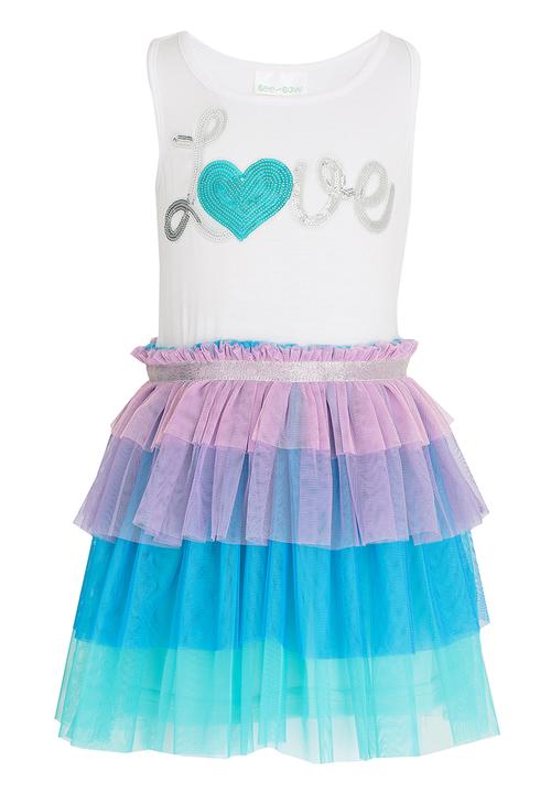 See-Saw - Tiered Mesh Dress Multi-colour