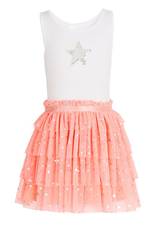 See-Saw - Tiered Mesh Dress Multi-colour