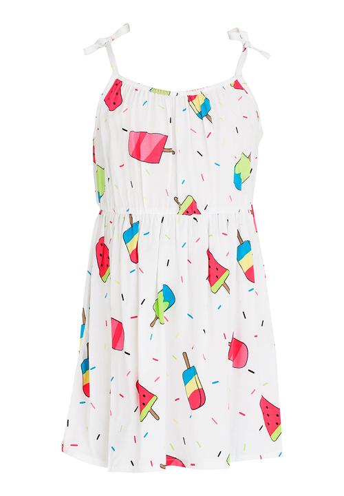 Pop Candy - Girls   Printed Dress White