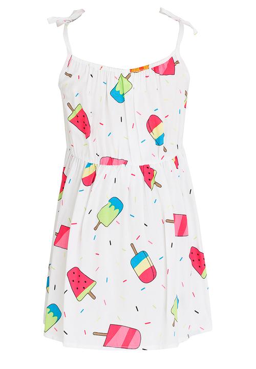 Pop Candy - Girls   Printed Dress White