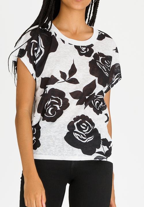 Revenge - Rose Tee Black and White