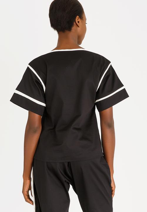 Leigh Schubert - Cricket Boat Neck Top Black and White