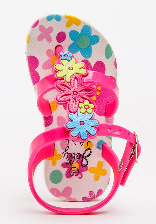 Foot Focus - Floral Sandal Dark Pink