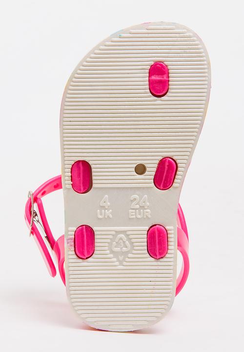 Foot Focus - Floral Sandal Dark Pink